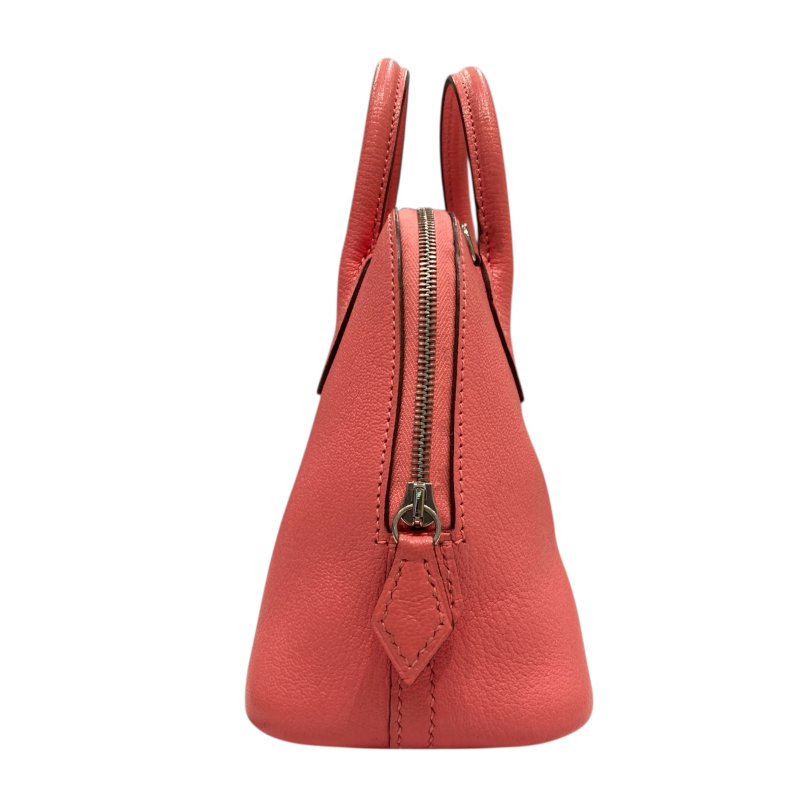 HERMES 愛馬仕 MINI  BOLIDE 1923 皮革 手提包 粉色 銀扣-3