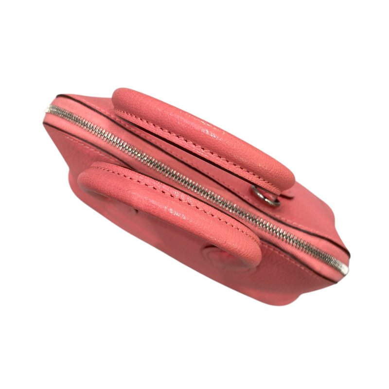 HERMES 愛馬仕 MINI  BOLIDE 1923 皮革 手提包 粉色 銀扣-6