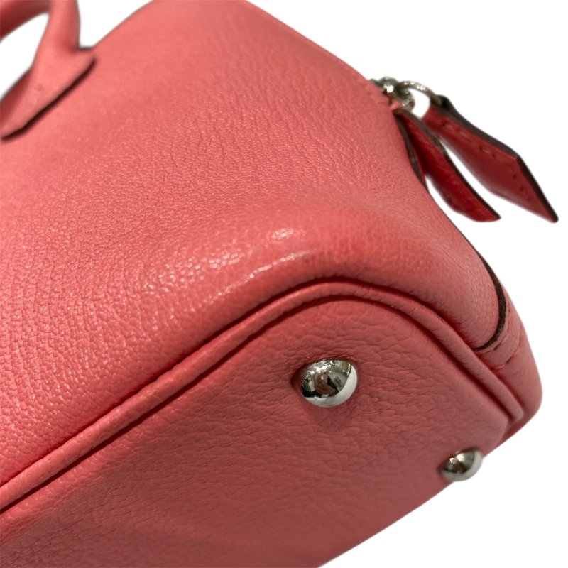HERMES 愛馬仕 MINI  BOLIDE 1923 皮革 手提包 粉色 銀扣-10