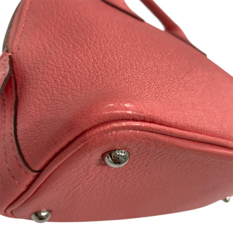 HERMES 愛馬仕 MINI  BOLIDE 1923 皮革 手提包 粉色 銀扣-11