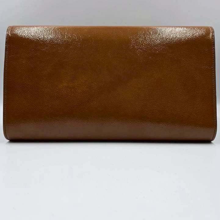 【舊愛新歡】YSL 漆皮咖色手拿包-1