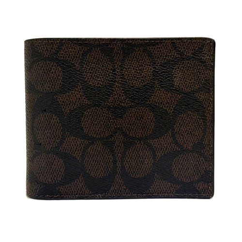 【全新】COACH C LOGO男款8卡附活動證件夾短夾(深咖)-1