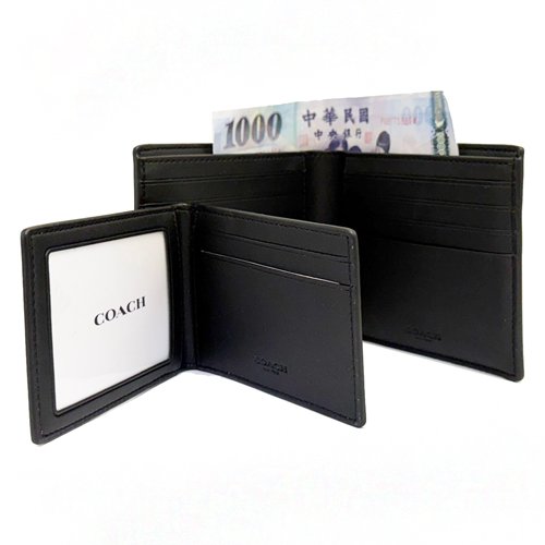 【全新】COACH C LOGO男款8卡附活動證件夾短夾(深咖)-5