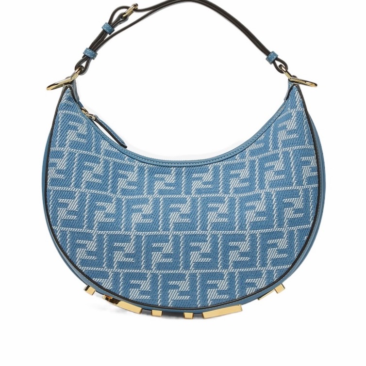 Fendi 女士 小號藍色牛仔FF提花包均碼碼小號、29cm*10cm*24.5cm-0