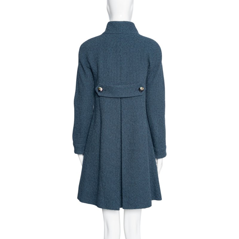 CHANEL香奈兒雙排扣粗呢喇叭大衣-1