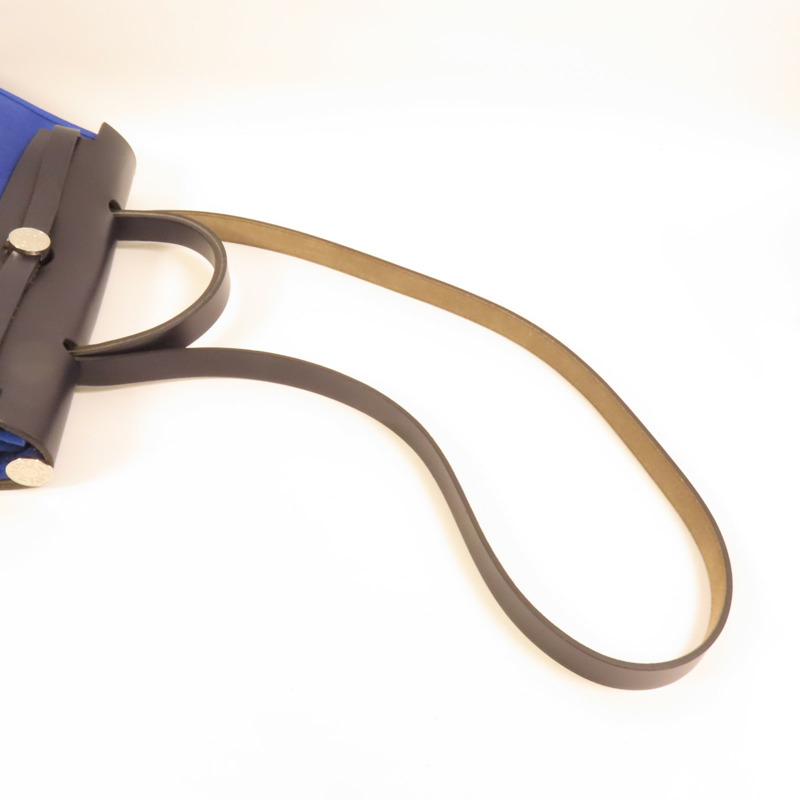 HERMES 帆布Herbag PM銀扣手挽肩背兩用袋Blue Electrique-4