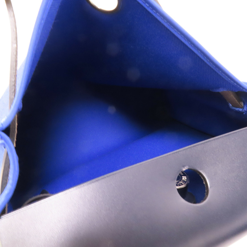 HERMES 帆布Herbag PM銀扣手挽肩背兩用袋Blue Electrique-5