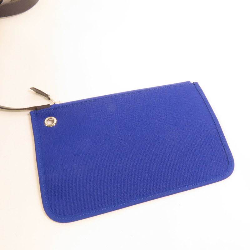 HERMES 帆布Herbag PM銀扣手挽肩背兩用袋Blue Electrique-6