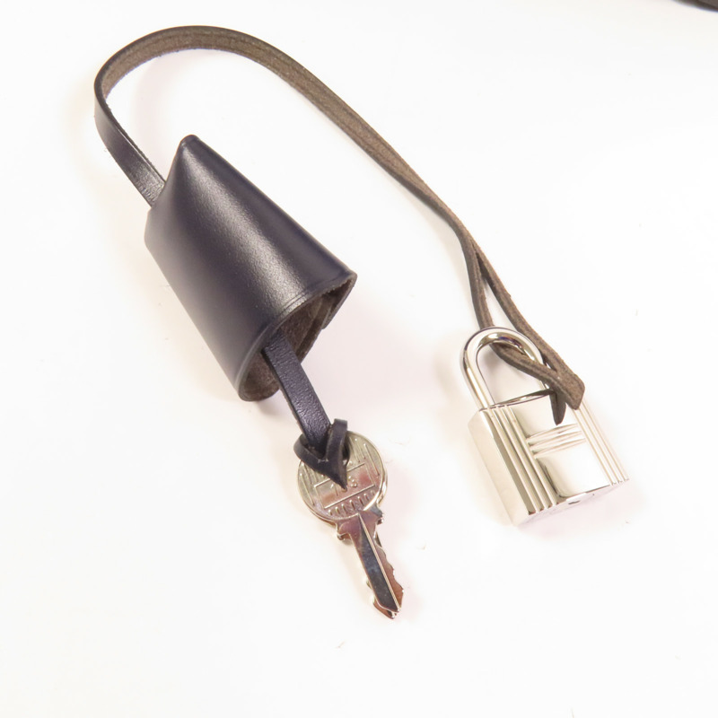 HERMES 帆布Herbag PM銀扣手挽肩背兩用袋Blue Electrique-7