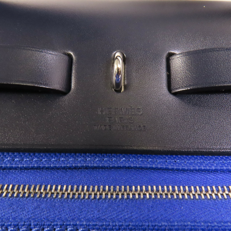 HERMES 帆布Herbag PM銀扣手挽肩背兩用袋Blue Electrique-9