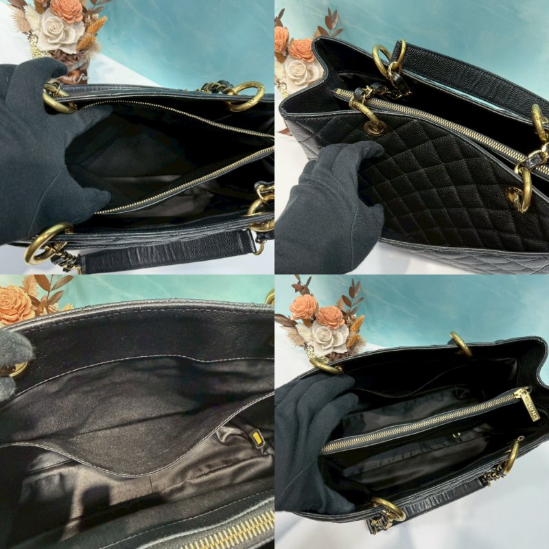 CHANEL GST荔枝黑金購物包-4