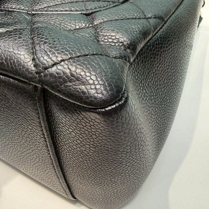 CHANEL GST荔枝黑金購物包-7