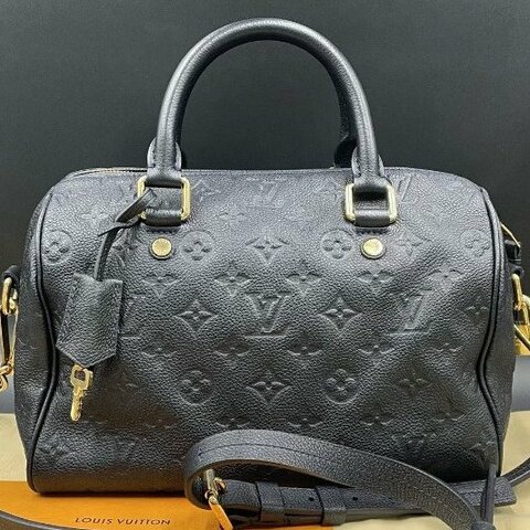 路易威登/Louis Vuitton 藍色全皮speedy25 掛牌鑰匙鎖 手提包