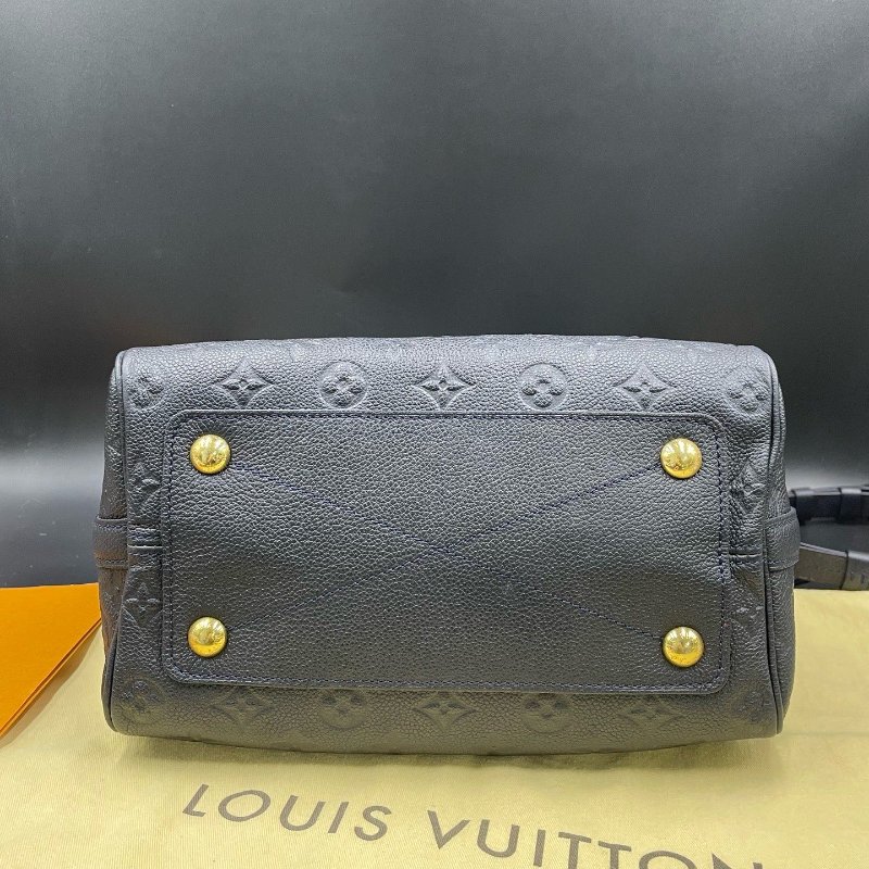 路易威登/Louis Vuitton 藍色全皮speedy25 掛牌鑰匙鎖 手提包-7