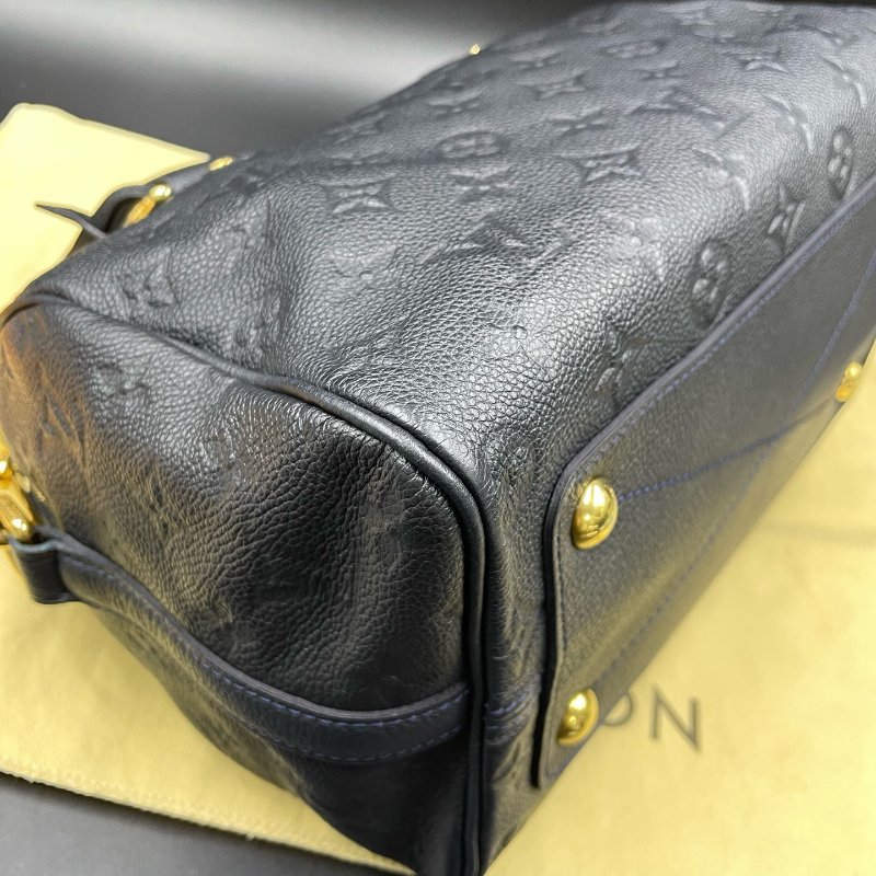 路易威登/Louis Vuitton 藍色全皮speedy25 掛牌鑰匙鎖 手提包-8