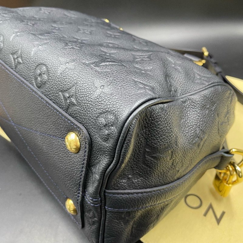 路易威登/Louis Vuitton 藍色全皮speedy25 掛牌鑰匙鎖 手提包-9