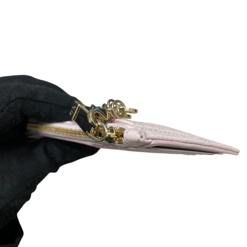 DIOR 迪奧 愛心藤格紋零錢包 皮革 粉色 金扣-8