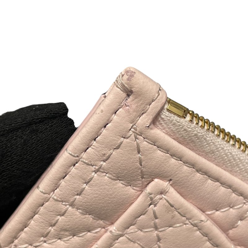 DIOR 迪奧 愛心藤格紋零錢包 皮革 粉色 金扣-13