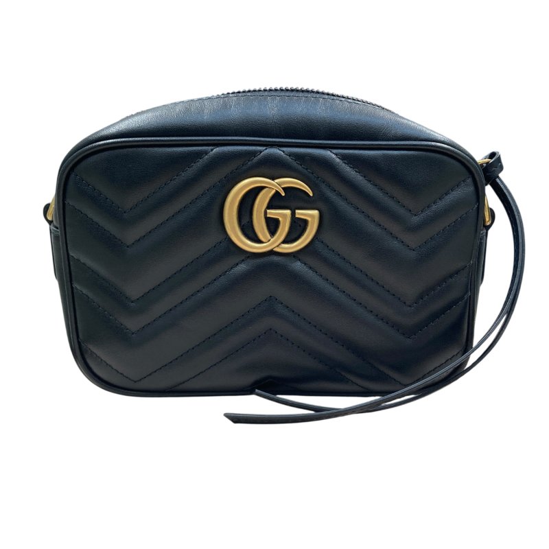 GUCCI 古馳 448065 GG Marmont 羊皮 相機包 斜背包 黑色 金釦-0