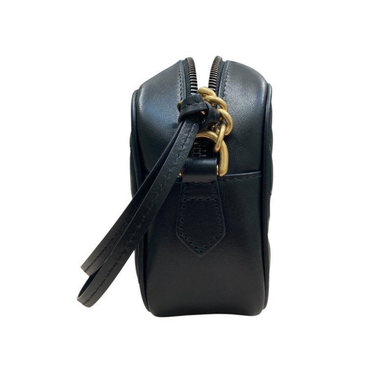 GUCCI 古馳 448065 GG Marmont 羊皮 相機包 斜背包 黑色 金釦-3