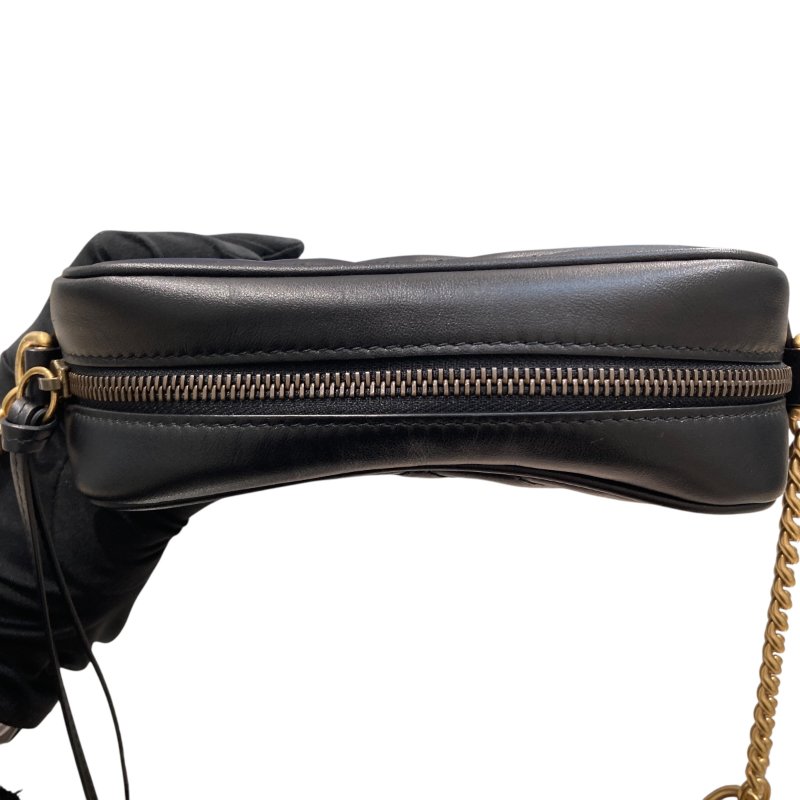 GUCCI 古馳 448065 GG Marmont 羊皮 相機包 斜背包 黑色 金釦-5