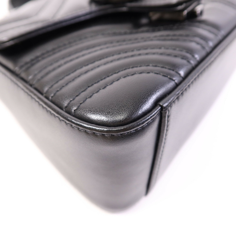 GUCCI 牛皮皮革GG Marmont Top Handle Bag Mini鏈帶手挽肩背兩用袋-10