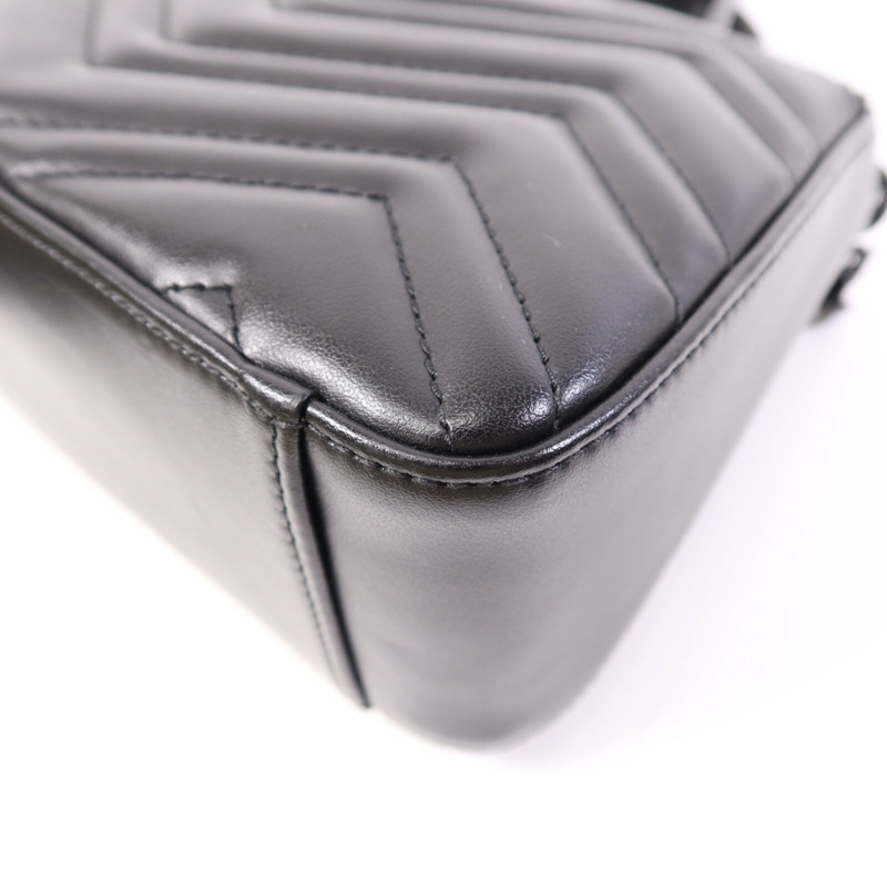 GUCCI 牛皮皮革GG Marmont Top Handle Bag Mini鏈帶手挽肩背兩用袋-11