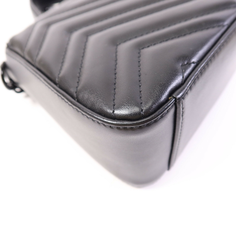 GUCCI 牛皮皮革GG Marmont Top Handle Bag Mini鏈帶手挽肩背兩用袋-12