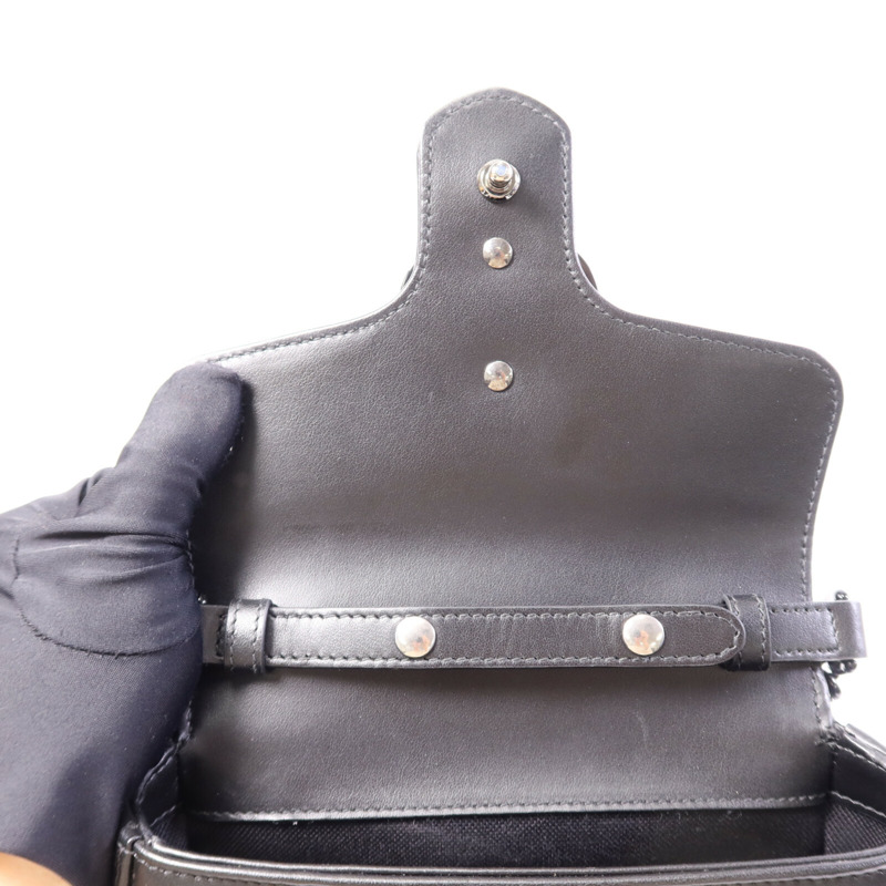 GUCCI 牛皮皮革GG Marmont Top Handle Bag Mini鏈帶手挽肩背兩用袋-13