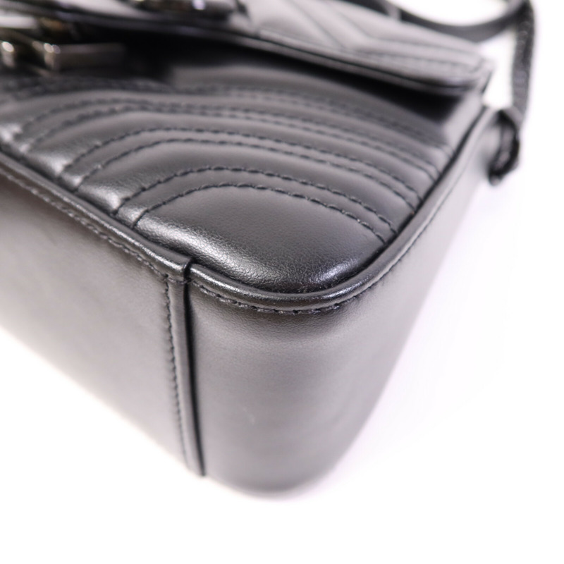 GUCCI 牛皮皮革GG Marmont Top Handle Bag Mini鏈帶手挽肩背兩用袋-14