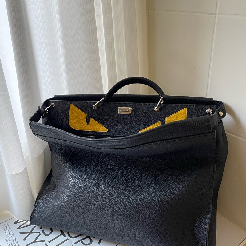 ▪️富貴選物FUGUEI▪️FENDI Peakaboo 男性大號惡魔之眼 黑銀-0