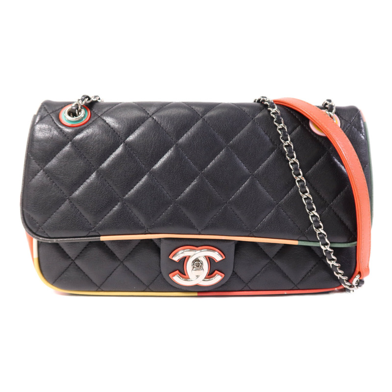 CHANEL 牛皮皮革Shoulder Bag銀扣鏈帶肩背袋-0