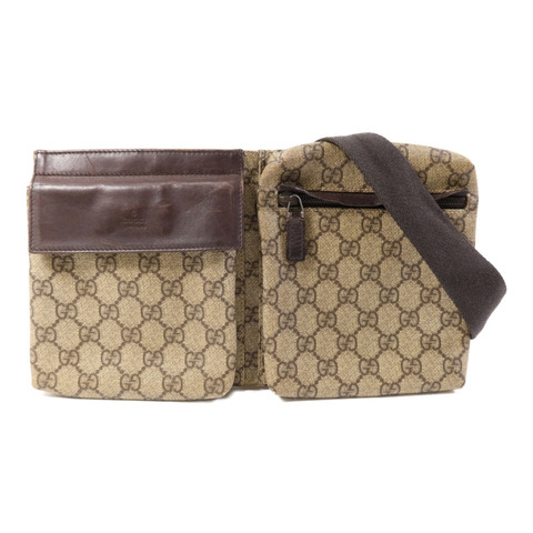 GUCCI 塗層帆布Belt Bag銀扣腰包
