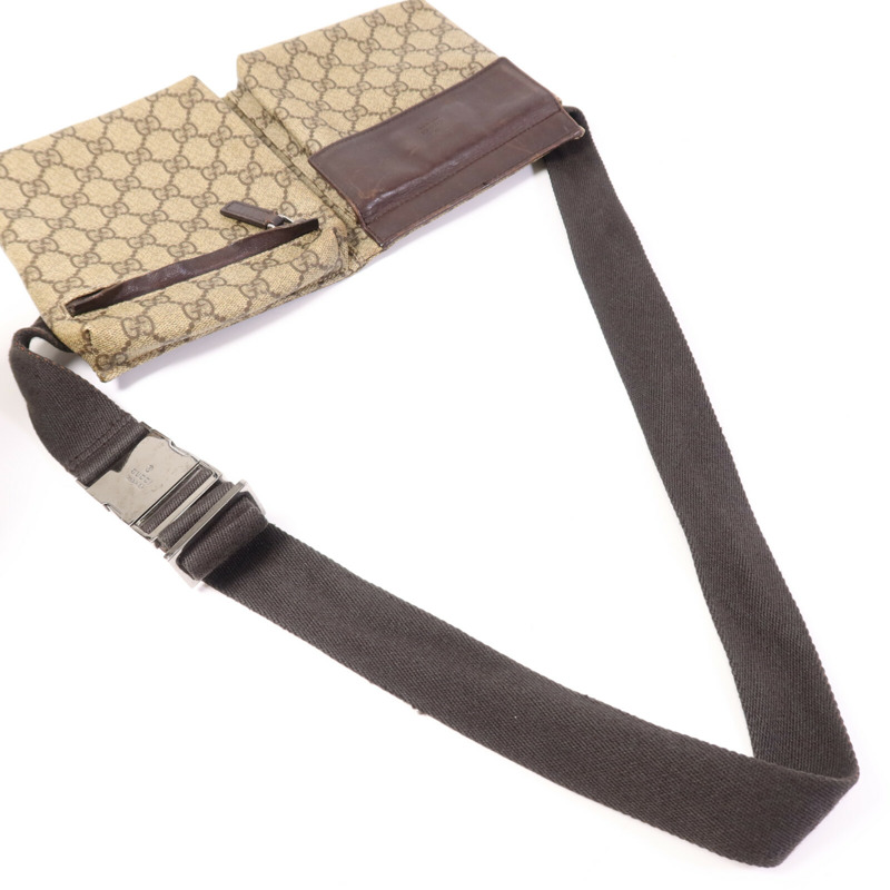 GUCCI 塗層帆布Belt Bag銀扣腰包-8