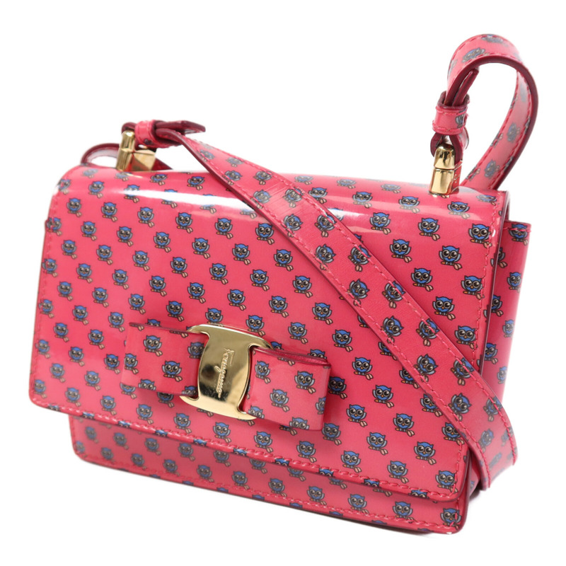 Salvatore Ferragamo 塗層帆布Mini Vara Zoo金扣肩背袋-2