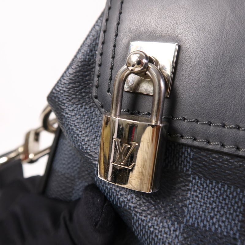 LOUIS VUITTON Damier Cobalt Greenwich Messenger銀扣肩背袋-6