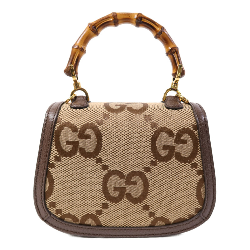 GUCCI 帆布Bamboo 1947金扣肩背袋-1