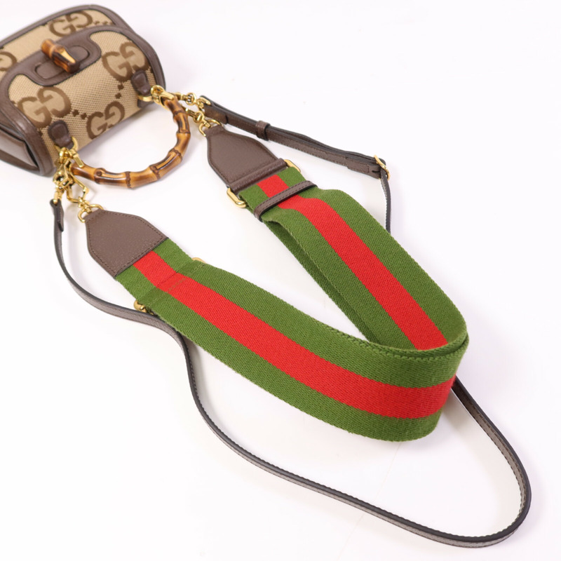 GUCCI 帆布Bamboo 1947金扣肩背袋-8