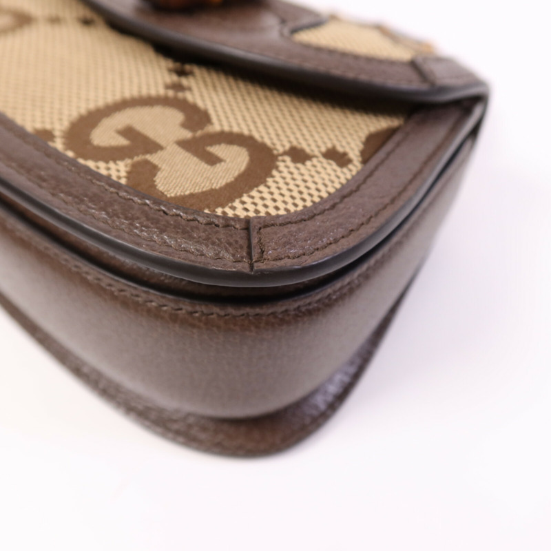 GUCCI 帆布Bamboo 1947金扣肩背袋-10