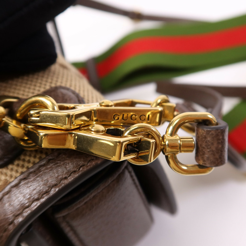 GUCCI 帆布Bamboo 1947金扣肩背袋-14