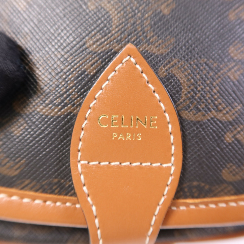 CELINE 塗層帆布Folco Bag金扣肩背袋-5