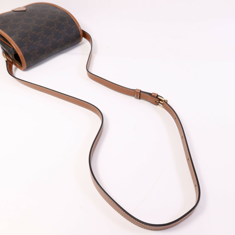 CELINE 塗層帆布Folco Bag金扣肩背袋-7