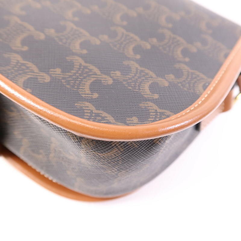 CELINE 塗層帆布Folco Bag金扣肩背袋-11