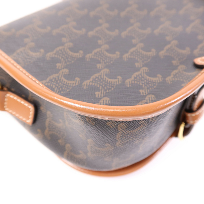 CELINE 塗層帆布Folco Bag金扣肩背袋-12