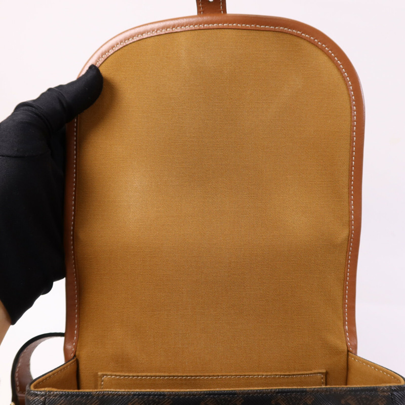 CELINE 塗層帆布Folco Bag金扣肩背袋-13