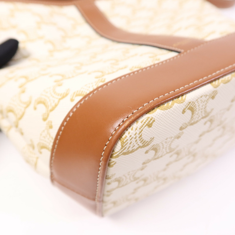 CELINE 塗層帆布Triomphe Small Bucket金扣肩背袋-10