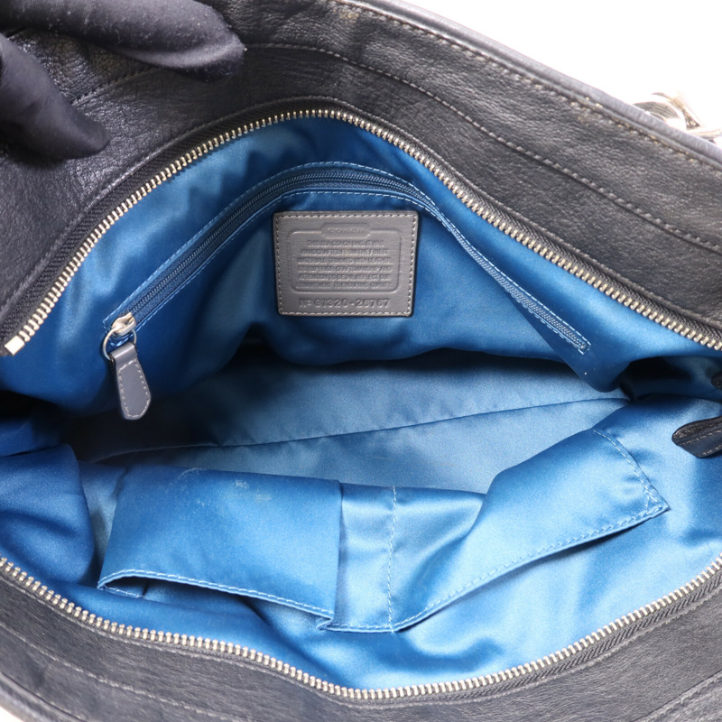 COACH 帆布Tote Bag銀扣肩背袋-4