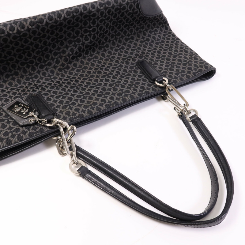 COACH 帆布Tote Bag銀扣肩背袋-7