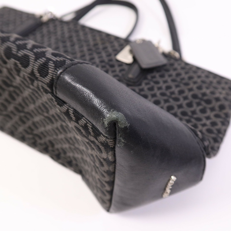 COACH 帆布Tote Bag銀扣肩背袋-8