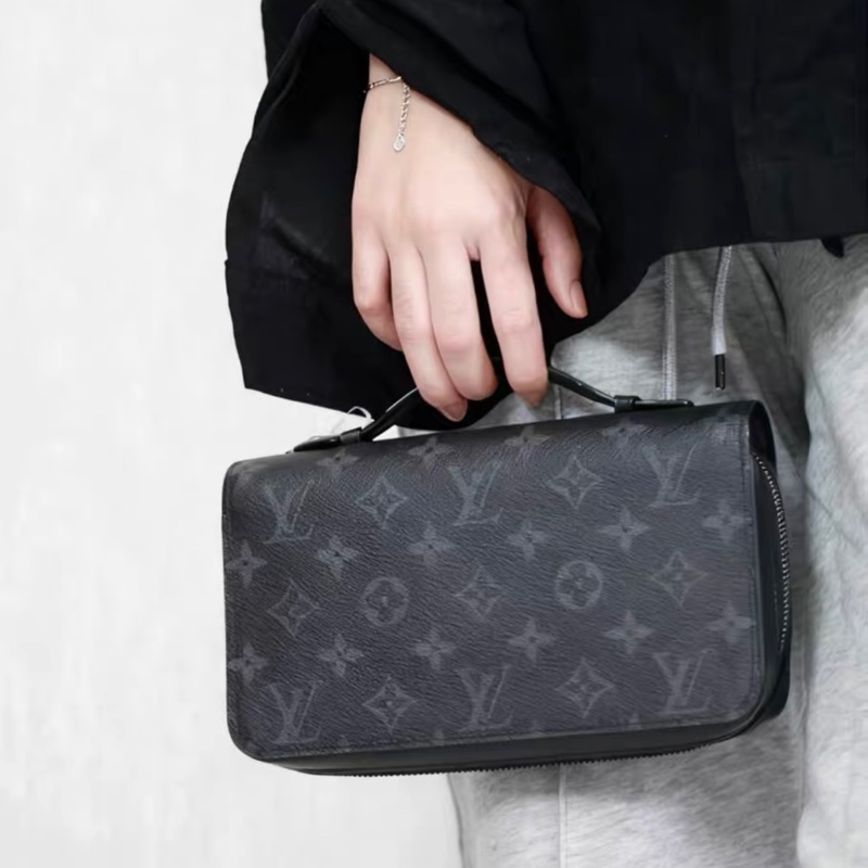 LV ZIPPY XL 黑色老花手拿包 錢包 尺寸約22x5 附件原盒原塵袋-3